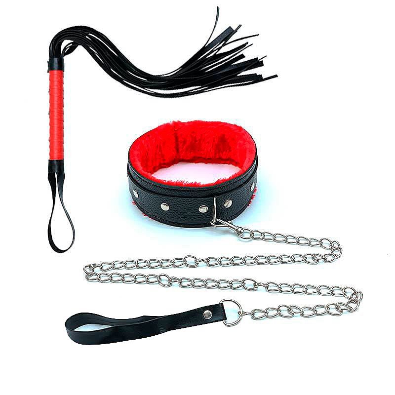 Kit Sado Luxo com Coleira, Guia de Corrente e Chicote - SI - Imagem 4